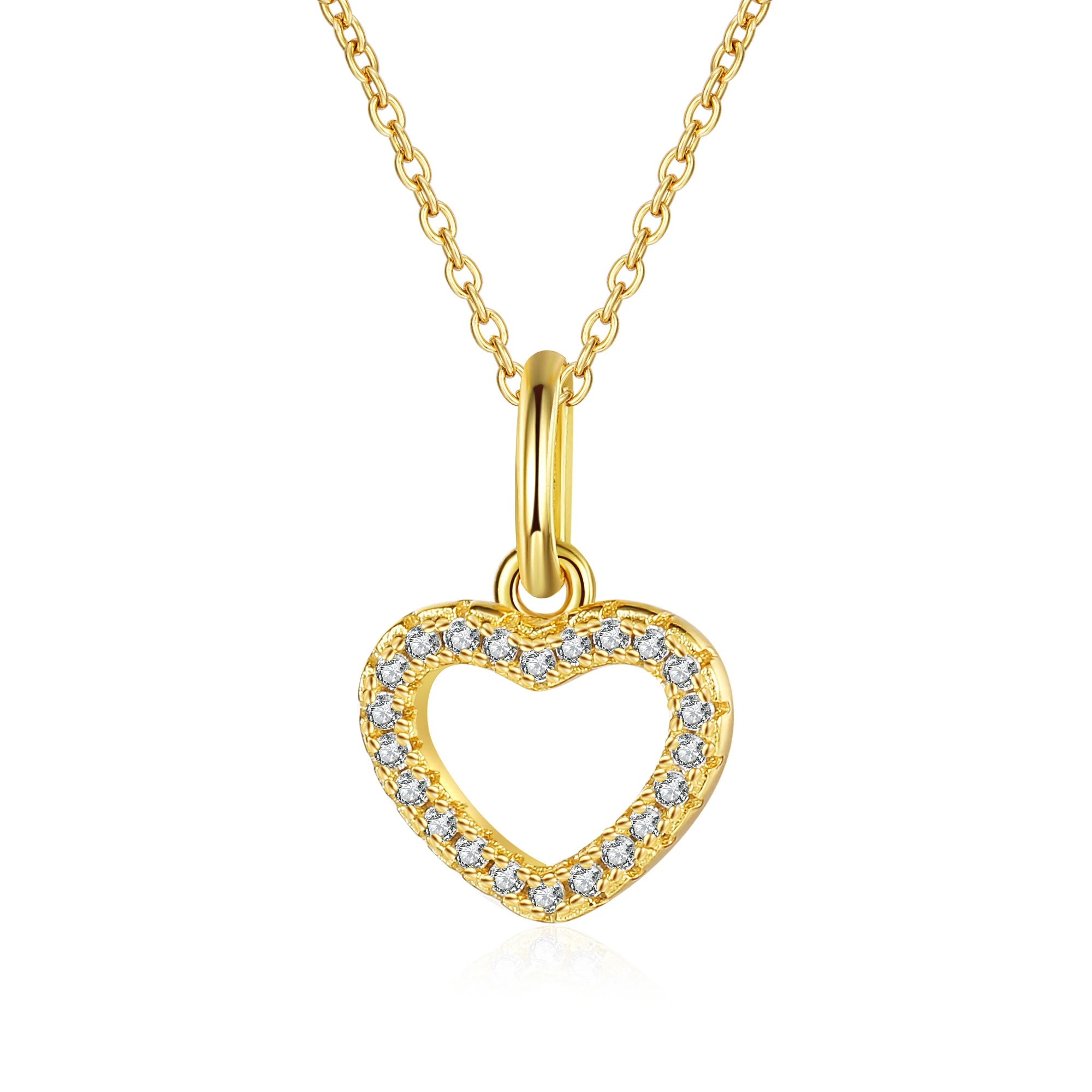 925 Sterling Silver 18k Gold Plated Fashion Woman Heart Necklace Heart Necklace