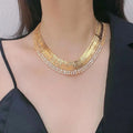 Fashion Light Luxury  Exaggerated Gold Color Crystal Collar Chain Choker Necklace  for Women Wedding Party