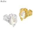Wuqie Minority Misalignment Gold Plated 925 Sterling Silver Rings Micro Square Crystal Index Finger Adjustable Ring