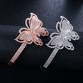 Women Luxury Bracelet Jewelry Micro Pave CZ Stone Rose Gold Color Big Butterfly Shaped Wedding Cuff Bangle Accessories