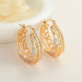 Gold Plated 18K Woman Earring Hollow Copper Alloy Women'S Hoop Huggies Earrings Colorful Pattern Wholesale Jewelry