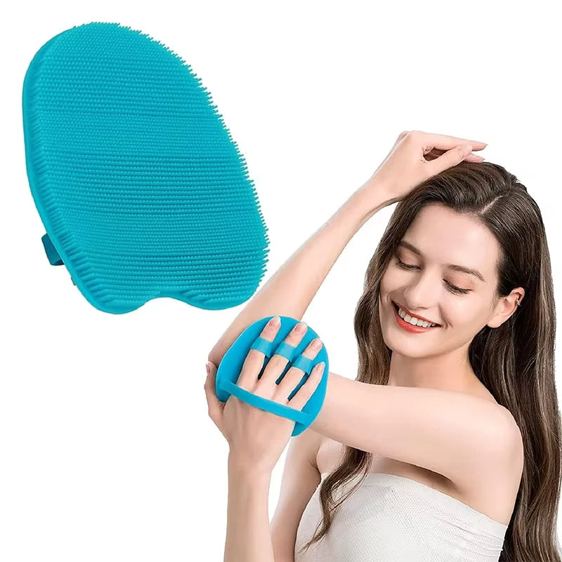 Custom Bathroom Gentle Exfoliating Bath Soft Silicone Bristle Body Brush Hygienic Shower Cleaning Wash Skin Massage Scrubber Pad