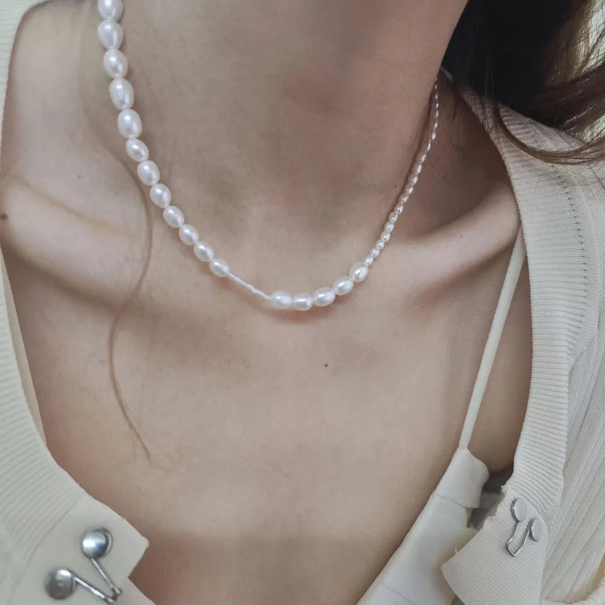 BS1025 925 Sterling Silver Jewelry Adjustable Freshwater Pearl Necklace for Women Unique Irregular Combination Pearls Choker