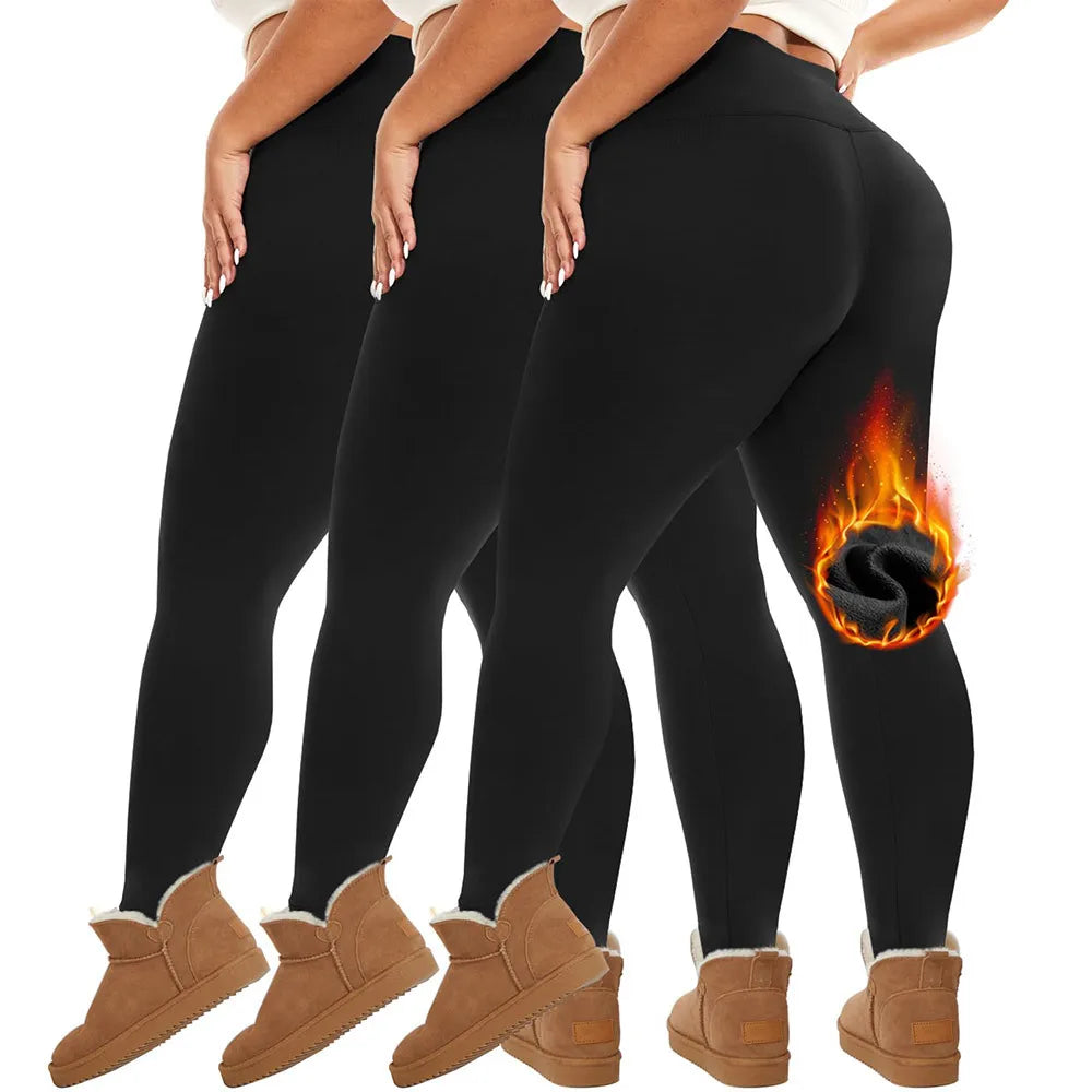 Plus Size Fleece Lined High Waist Yoga Pants for Winter Custom Logo 1XL-5XL Thermal Workout Leggings