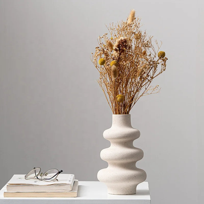 Creative New Vegetarian Fired Vase Frosted Granular Flower Arrangement Ceramic Vase Wedding Living Room Ornaments Ceramic Vase