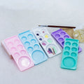 Professional 7 Holes Square Nail Polish Trays Watercolor Palettes with Brush Holder Double Sided Plastic Material