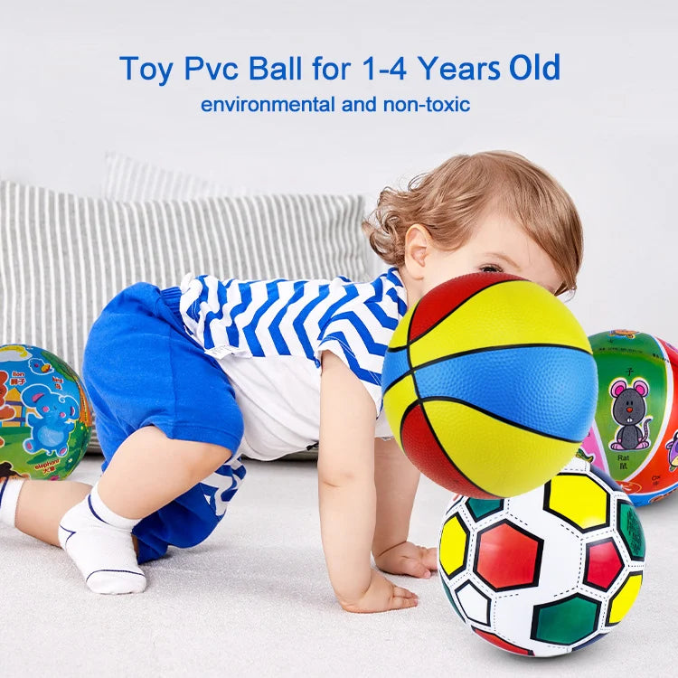 Family Toy Ball Colorful Outdoor and Indoor Inflated PVC Basketball Soccer Ball Sport Beach Ball for Children