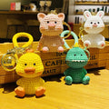 New Hot Selling Cartoon Resin Animal Creative Cute 3d Pig Rabbit Duck Rabbit Kawaii Bag Car Pendant Resin Animal Key Chain