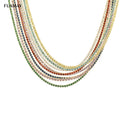 FUAMAY Sterling Silver Rainbow CZ Zircon Collar Tennis Necklace Rainbow Cubic Zirconia Chokers for Women