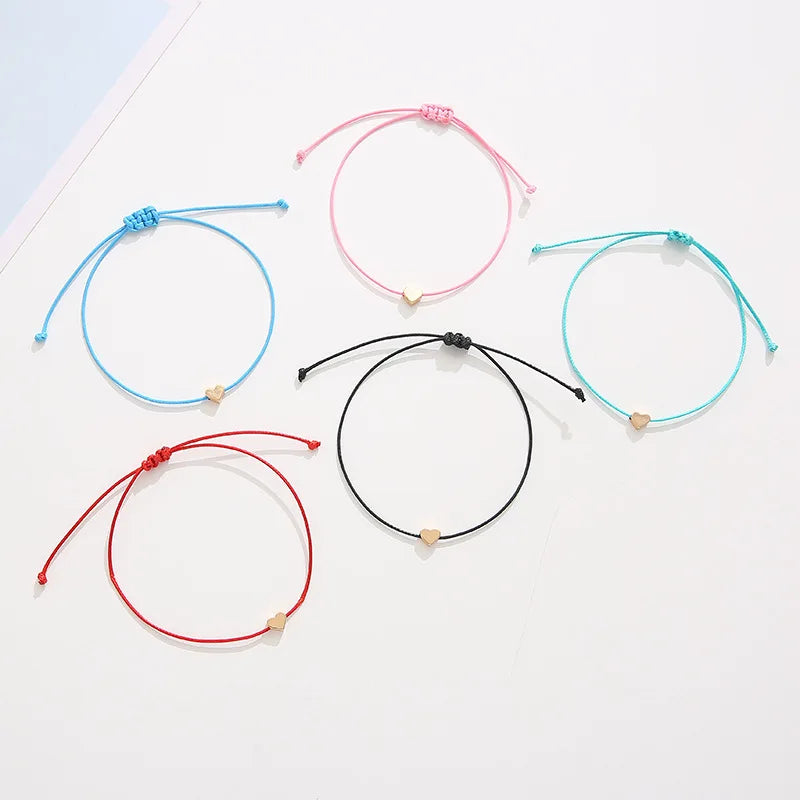 European and American Wish Card Bracelet Simple Heart-shaped Wax Thread Woven Bracelet Hand Rope Jewelry