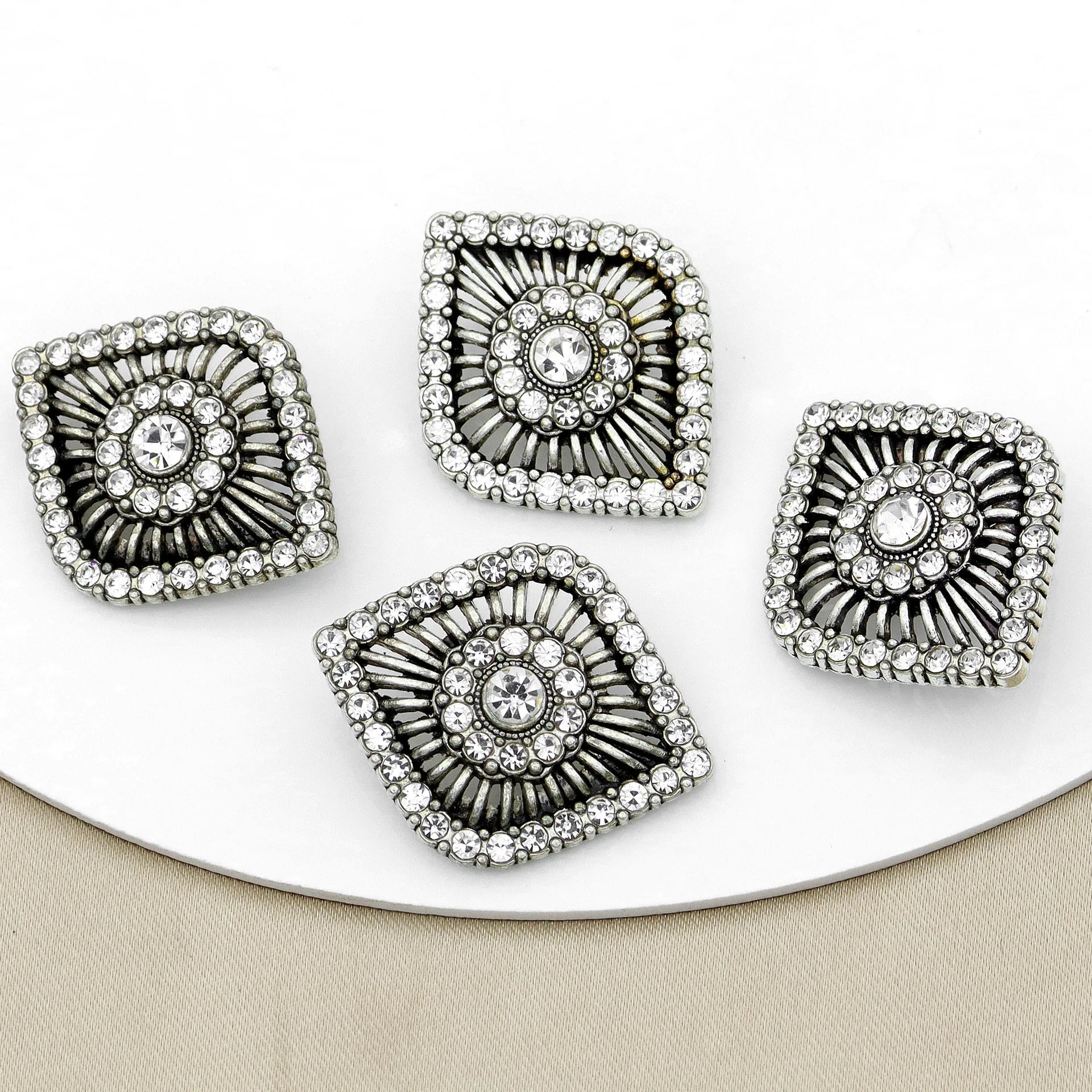 RB058 Fancy Women Shirt Garment Rhinestone Button Clip Jewel Metal Button Covers Accessories Decoration