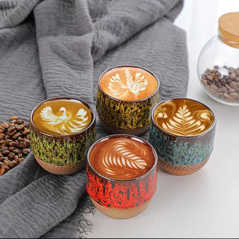 Custom Handmade Pottery Japanese Ceramic Tea & Coffee Cup with Customised Logo for Restaurant and Home Use 85ml
