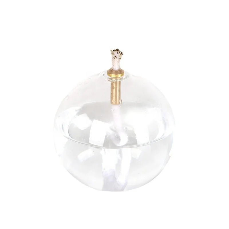 Refillable Glass Lamp Ribbed Inside Glass Lamp Bottle Set Refillable Petite Glass Oil Lamp for Home Decoration
