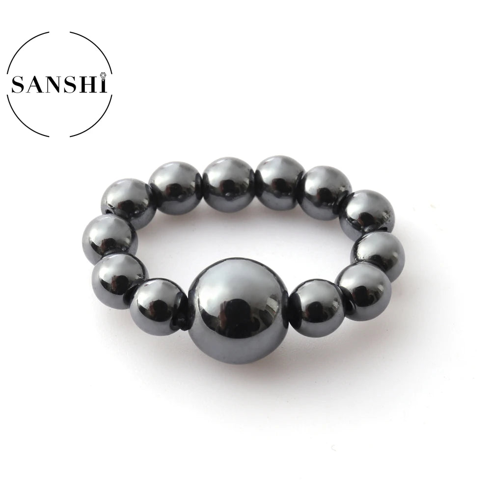 Natural Stone Bodhi Beads Rings 4mm Beads Elastic Stackable Rings Boho Jewelry Rings Gift for Woman Men