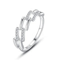 Fashion 925 Sterling Silver square Shape Hollow CZ Diamond Index Finger Ring for Women
