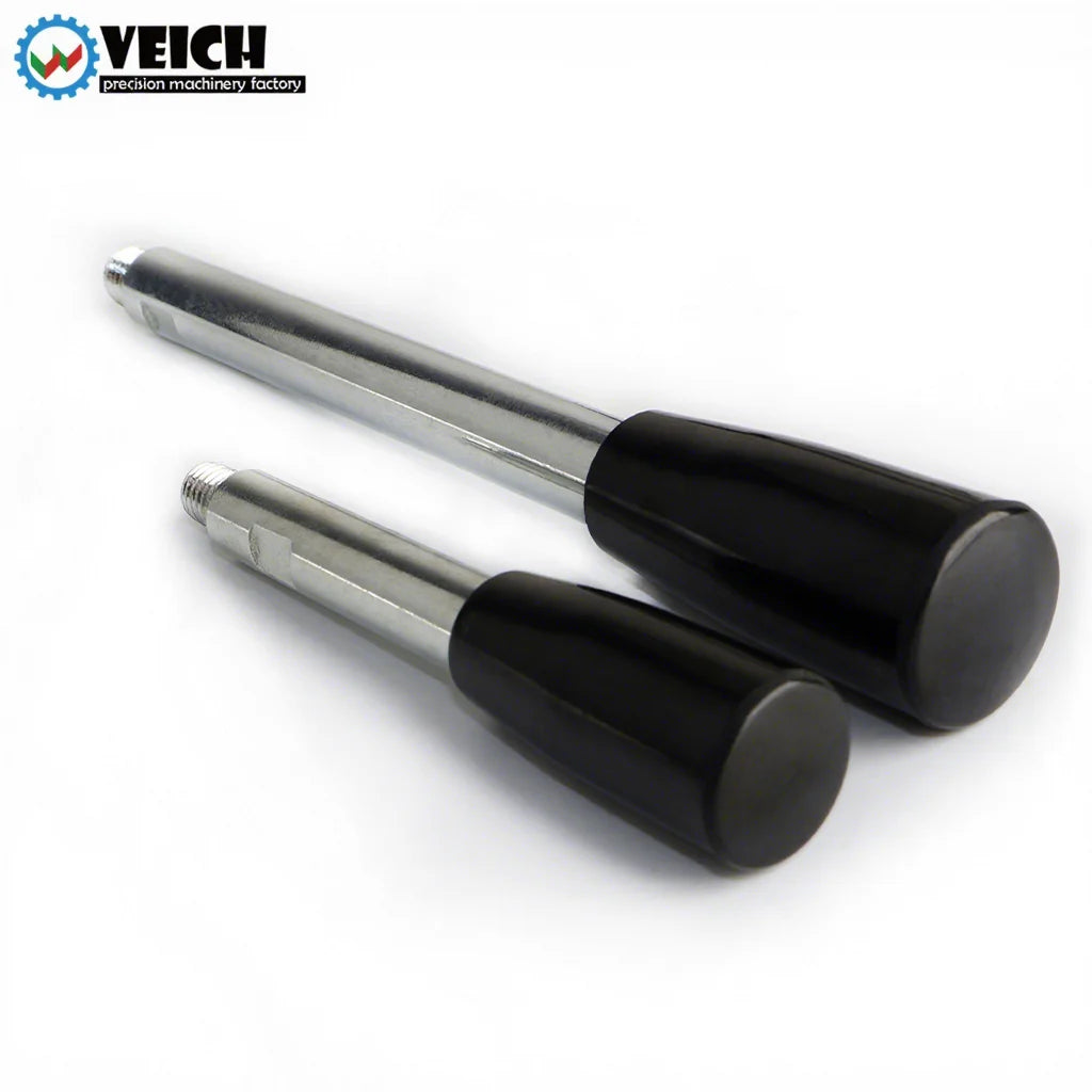 VEICHU VCN942 Steel Machine Tool Handle with Fixed Long Grip Bakelite Knob Double-Ended Screw Fastener Black/Silver Made China