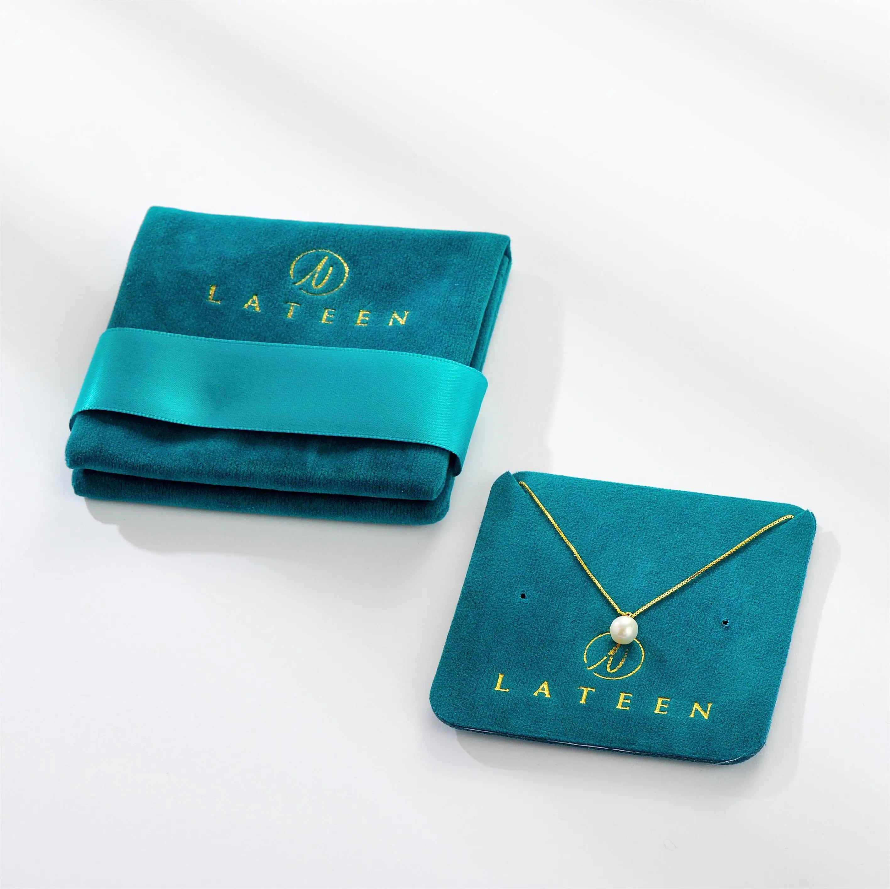 Double-Sided Luxury Boutique Small Folded Jewelry Dust Bag Fashion Packaging with Carton