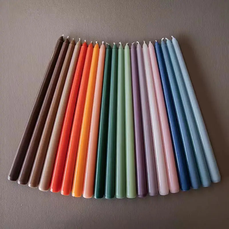Wholesale Long Wax rainbow Colors Multicolor Gardients Candles Lighter for Wedding Party Flameless Candles