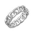 Newest Fashion Jewelry Diamond Zircon Bands Chain Design 925 Sterling Silver Rings for Women's Dating/Party/Anniversary/Prom