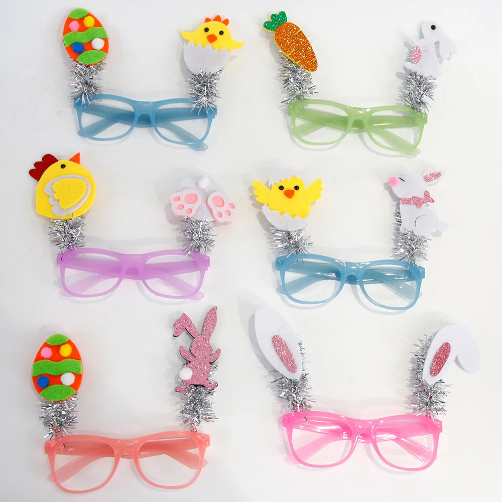 Pafu Easter Decorations Party Supplies Novelty Gifts Kid Toys Colorful Egg Bunny Chick Cute Easter Glasses for Photo Booth Props