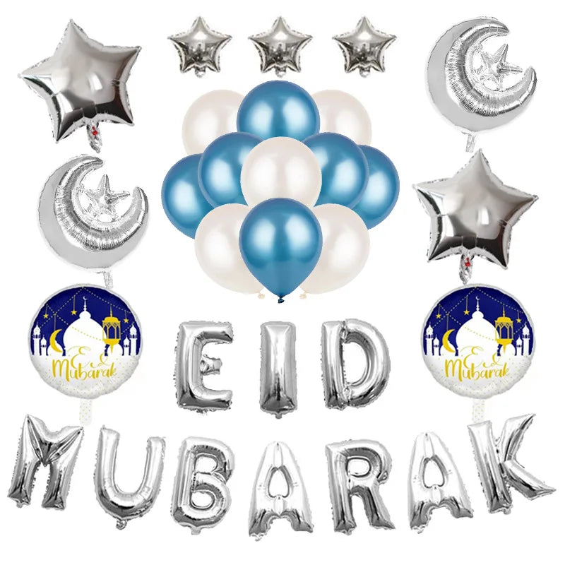 Eid Mubarak Balloon Party Decoration Kit Muslim Theme Party Decoration Supplies for Eid Al-Fitr Home Party XJ0479-2