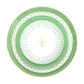 Customized Antique Style Ceramic Dinner Charger Plates Gold Rim Eco-Friendly Color Enamel Decal for Home Restaurant Event Use
