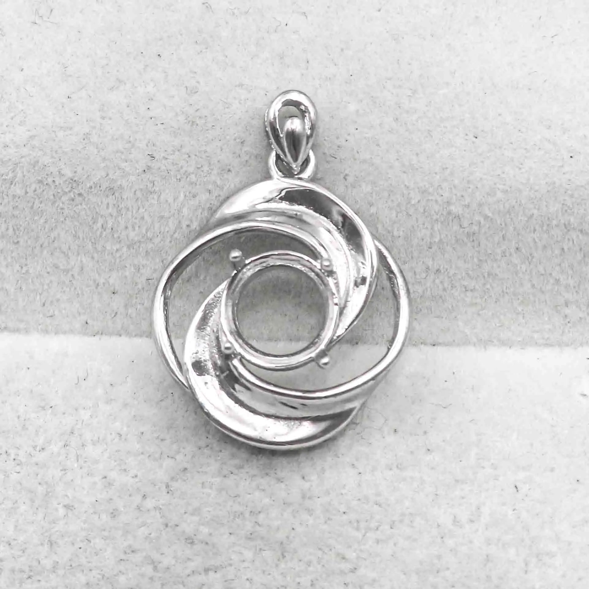 Sterling Silver 8*8mm Semi Mount Pendant Empty Frame Blank Support Setting S925 Base Holder Without Center Stone for DIY Inlay