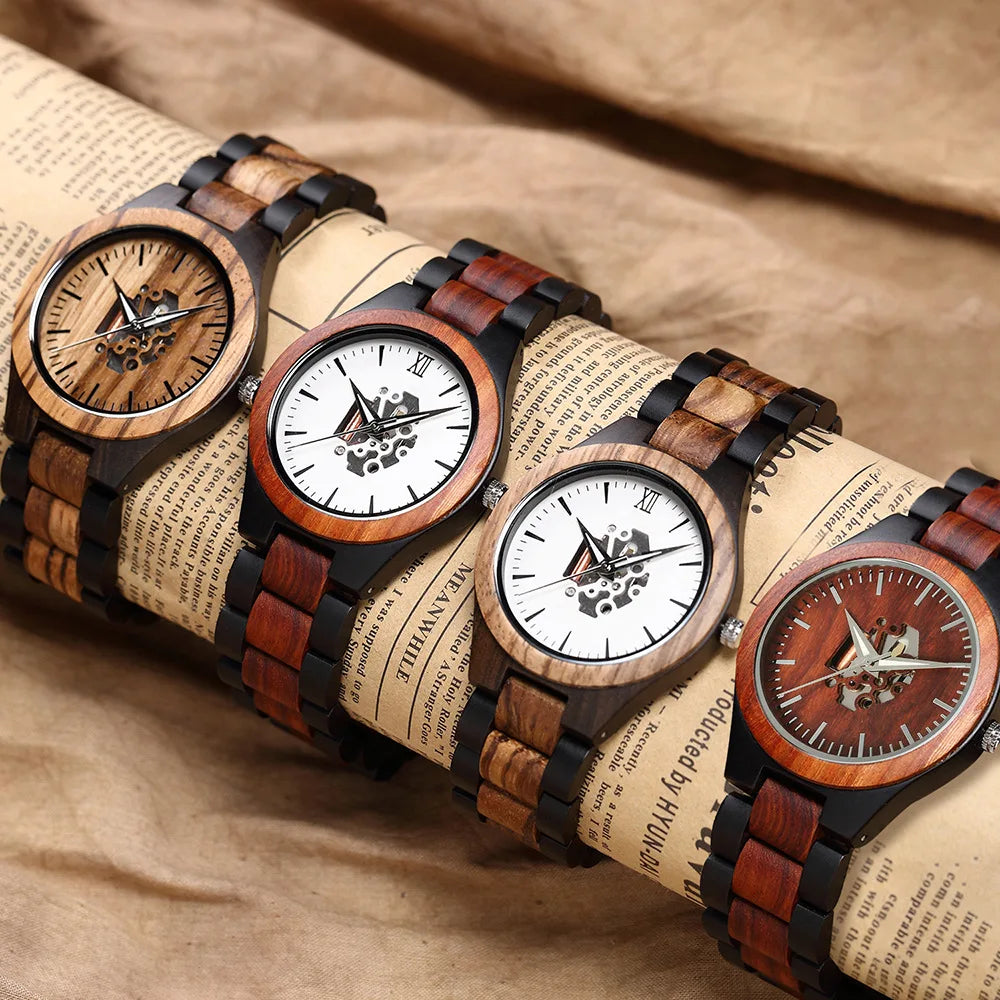 Natural Wood Watch Women Men Stopwatches Handmade Japan Movement Quartz Customized Wooden Wristwatch Support for Customized Logo
