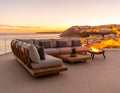 Luxury Teak Outdoor Sectional Sofa Set With Cushion L Shape Teak Wood Patio Furniture