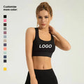 Custom Fitness Women's Plaid Pattern U-Neck Sports Bra High Support Four-Way Stretch Quick Dry Breathable Yoga Bra Removable