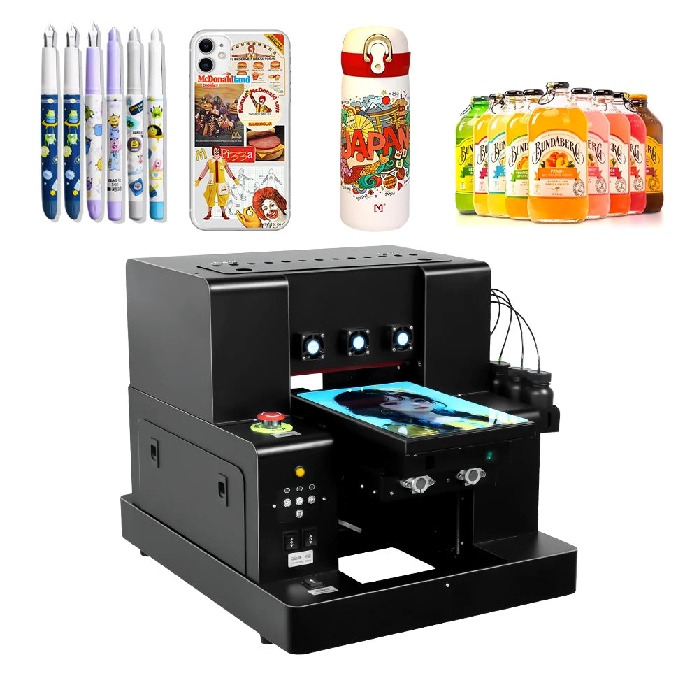 A4 XP600 UV Varnish Printer DTF A4 Uv Flatbed Printer with Free Software for Printing Wood Acrylic
