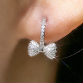 CAOSHI Silver Cover Plated Tiny Small Bow-Knot Earring Lovely Cute Earrings for Girls Women Female