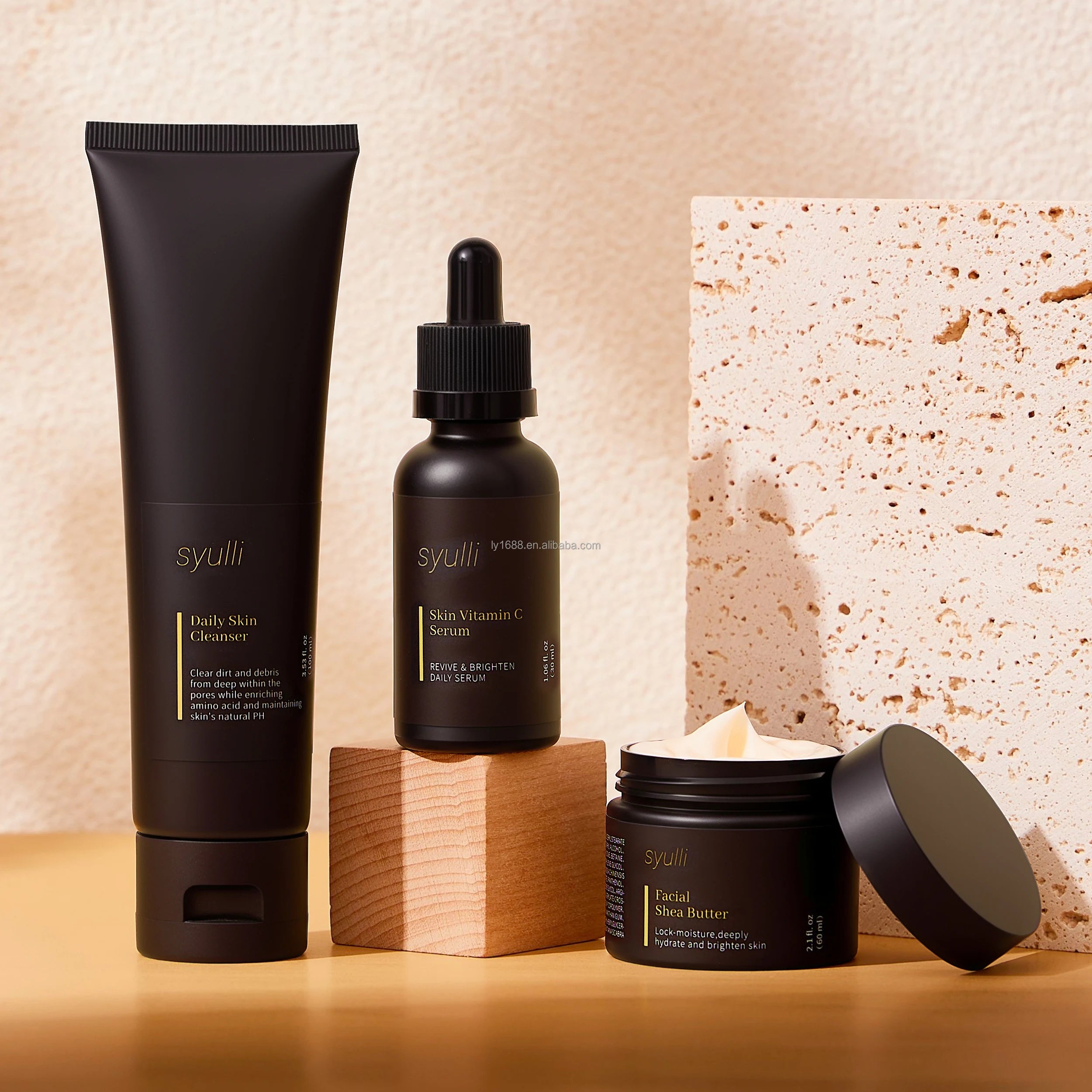 Private Label Daily Moisturizing Skincare Set for Men Oil Control Cleanser Shea Butter Moisturizer Cream Vitamin C Serum
