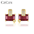 CZCITY Cubic Zirconia Classic Earrings 925 Sterling Silver Zircon Classic Earrings Jewelry for Wholesales