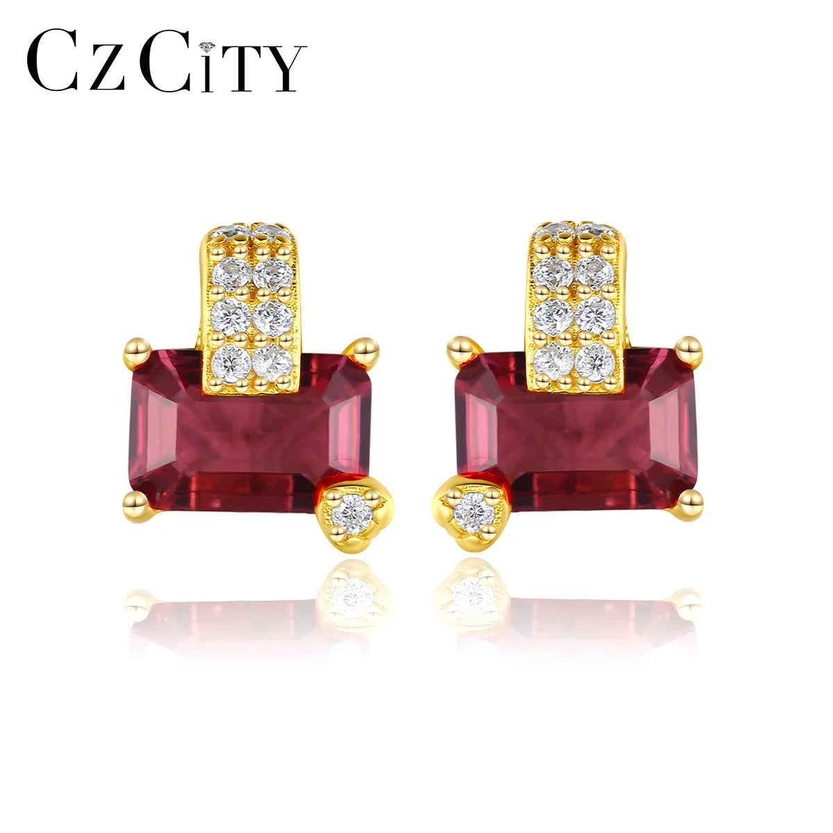 CZCITY Cubic Zirconia Classic Earrings 925 Sterling Silver Zircon Classic Earrings Jewelry for Wholesales