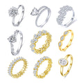 VVS1 1Ct Mossanite 925 Silver/10K14K18K Gold Jewelry Fashion Customized Diamond Cutting Adjustable Solitaire Romantic Ring Set
