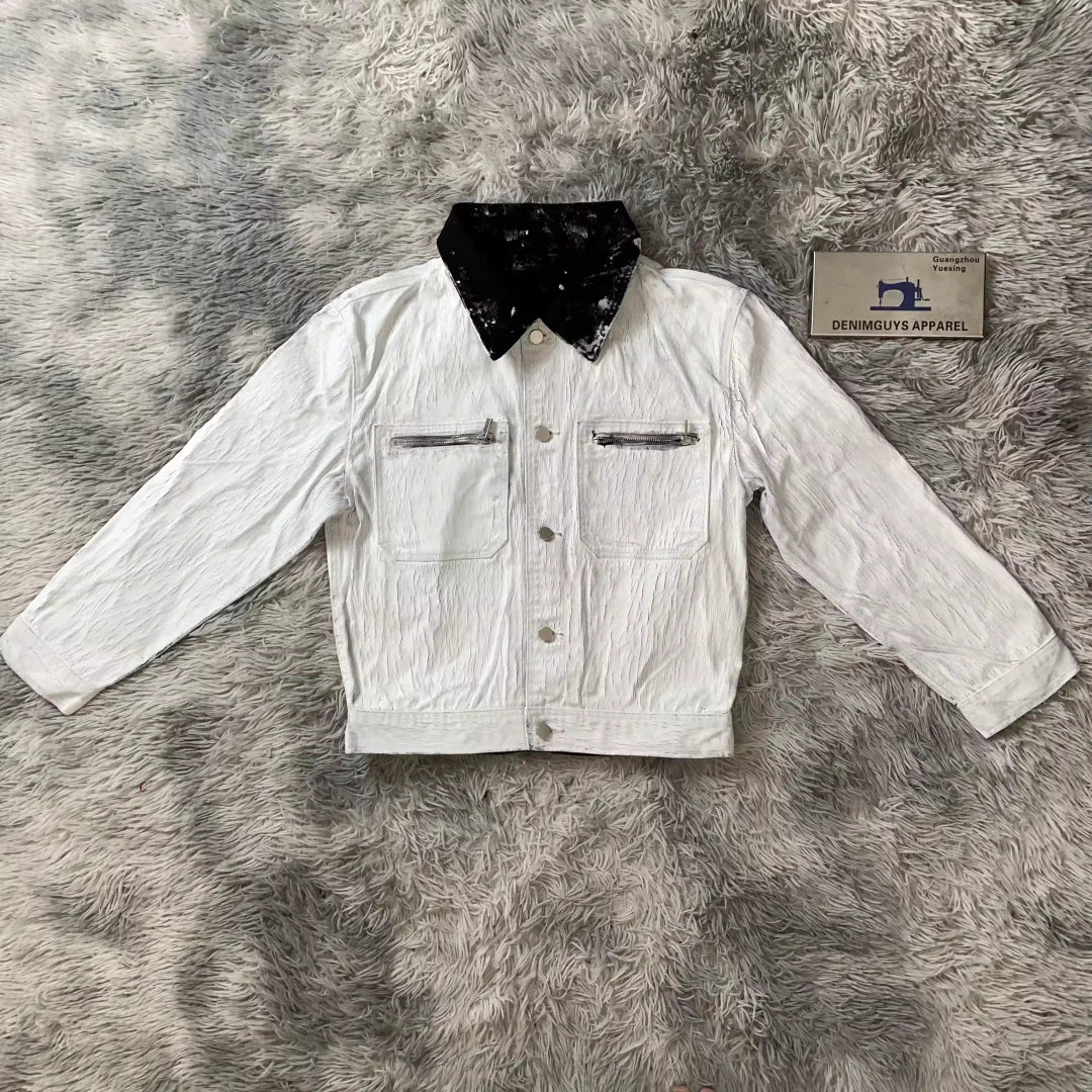 DENIMGUYS Hip Hop High Street Wax Jacket Men's Biker Classic Style Vintage Crack Waxed Denim Jackets