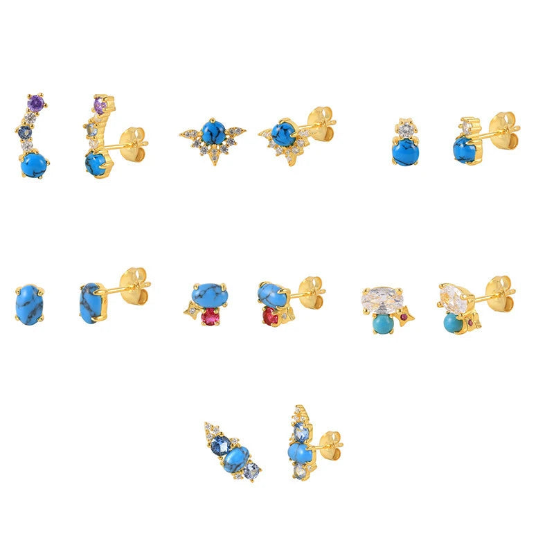 Simplify Note Zircon Cubic S925 Sterling Silver Trend Gold Plated Earrings