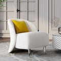 Trendy Furniture Acrylic Clear Leg Crescent Moon Single Cream White Boucle Sherpa Sofa Chair