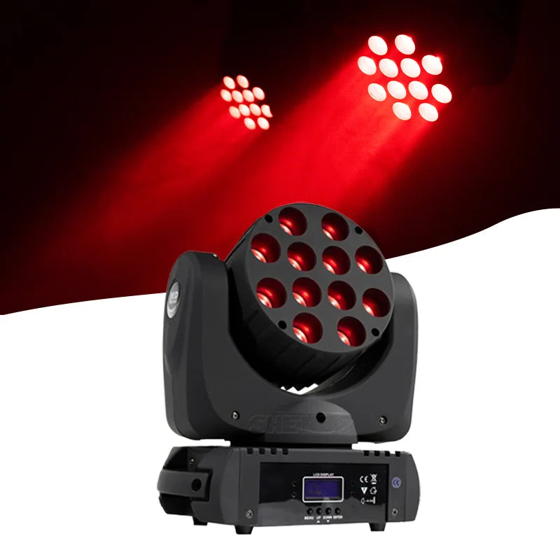 DMX Lyre Beam 12x12W RGBW LED Mini Moving Head Light for Party DJ Disco Concert