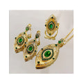 Fashon Green Eye Jewelry Sets Necklace Earrings Ring for Women Zircon Jewelry