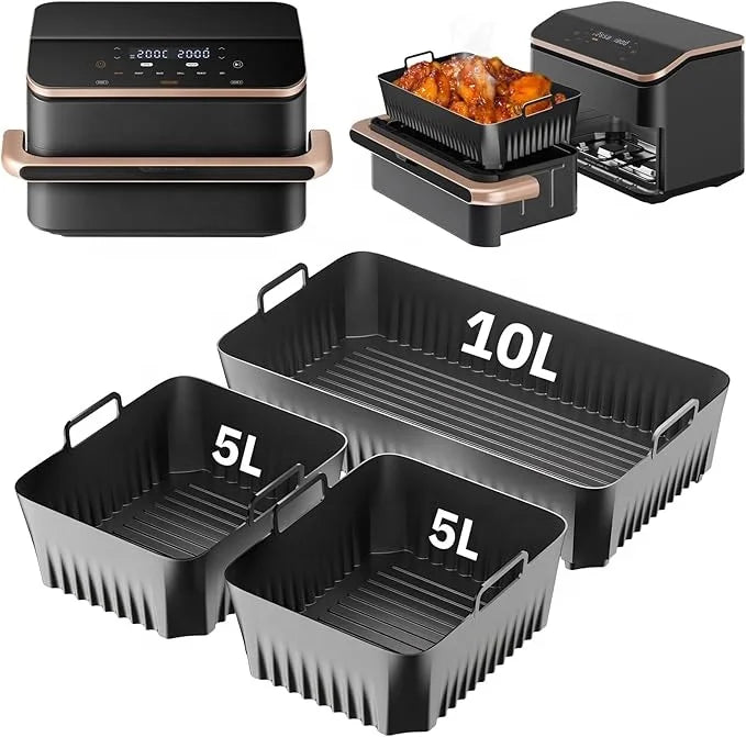 CHENGKEHOME Air Fryer Silicone Rectangular air Fryer Silicone Baking Pan for Ninja AF500 Cosori 10L