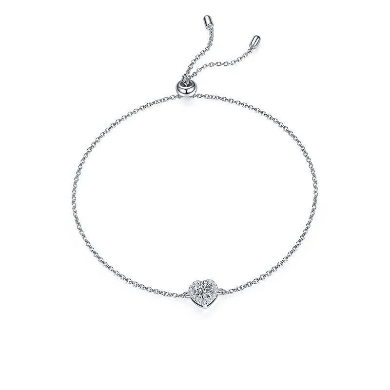 Elegant 1 Carat Moissanite Diamond D VVS White Bracelet 14k White Gold Fashion Charm