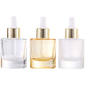 30ml Dropper Glass Bottle Flat Shoulder Serum Essential Oil Drop Pipette Thick Bottom Empty Essence Glass Bottle with Dropper