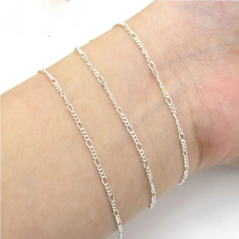 Popular Men's Figaro Chain 925 Sterling Silver Figaro Chain for Bracelet/Necklace Making Wholesale