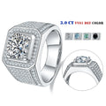 Abiding Jewelry Wholesale Customized Jewellery 925 Sterling Silver Ring 3 Carat Men Moissanite Men Ring