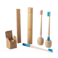Wholesale 4 Pack 8 Pack Round Handle Kids Adult Custom Logo Green Bamboo Toothbrush Bath Wash Brush