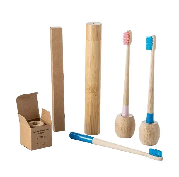 Wholesale 4 Pack 8 Pack Round Handle Kids Adult Custom Logo Green Bamboo Toothbrush Bath Wash Brush
