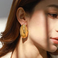 New Arrival European Minimalist Chic Stainless Steel Stud Earring 18K Gold Personalized Clam Shell Geometric Earrings