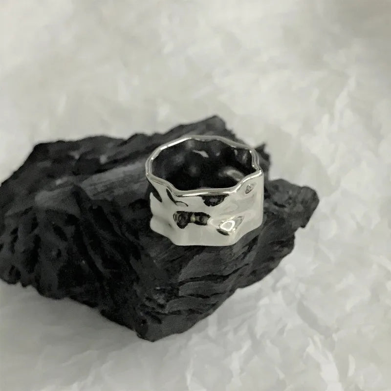 VAF Irregular Smooth Surface Bump Ring Men'S Stainless Steel Ring Anillos De Hombre